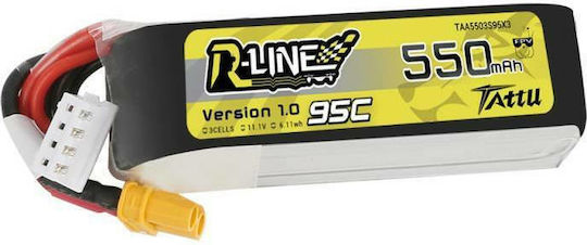 Tattu R-Line Μπαταρία Li-Po 11.1V 550mAh 95C 3S XT30 για Τηλεκατευθυνόμενο
