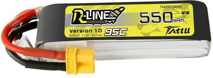 Battery Tattu R-Line 550mAh 7.4V 95C 2S1P XT30