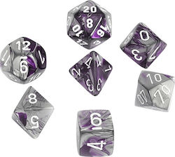 Chessex Dungeons & Dragons Gemini Polyhedral Dice 7-Die Set Purple Steel White Chessex Dungeons & Dragons Gemini Polyhedral Dice 7-Die Set Purple Steel White