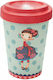 Woodway Mädchen Becher Bamboo mit Deckel Red/Blue 400ml