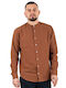 Double Men's Shirt Long Sleeve Cotton Brown