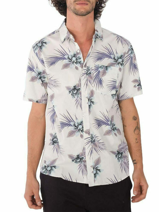 Hurley Men's Shirt Short Sleeve Cotton Floral Multicolour