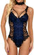 La Lolita Amsterdam Sexy Bodysuit with Lace Lace Body with Tulle in the Center & Slides on the Side Blue
