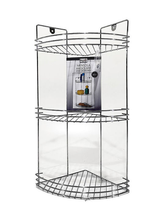 General Trade An der Wand montiert Badezimmerregal Metallisch mit 3 Regalböden 20x20x48cm Silber
