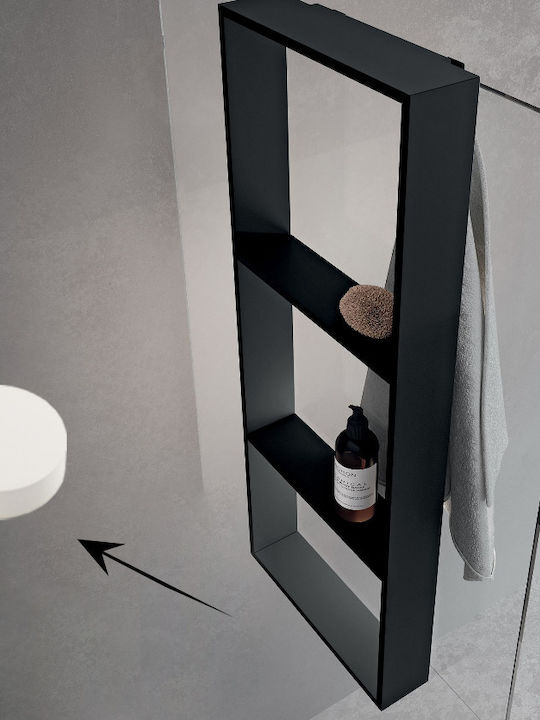 Novellini R90AKFPO3590-U Wall Mounted Bathroom Shelf Metallic with 3 Shelves 35x10x90cm