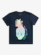 Kids' T-shirt Navy Blue Golden Pineapple