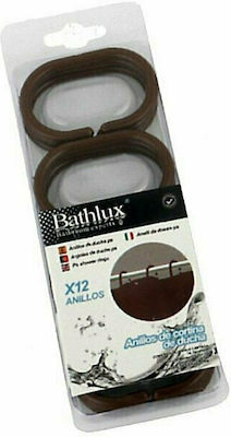 Bathlux 30012 Plastic Bathroom Curtain Rings Brown 12pcs
