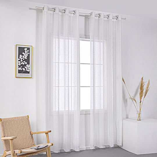 Beauty Home Κουρτίνα με Τρουκς Λευκή 140x270εκ.
