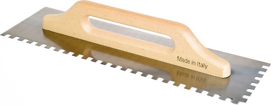 Maurer Σπάτουλα Πλακιδίων Μεταλλική Οδοντωτή 480x140mm με Ξύλινη Λαβή με Δόντι 10x10mm 52754