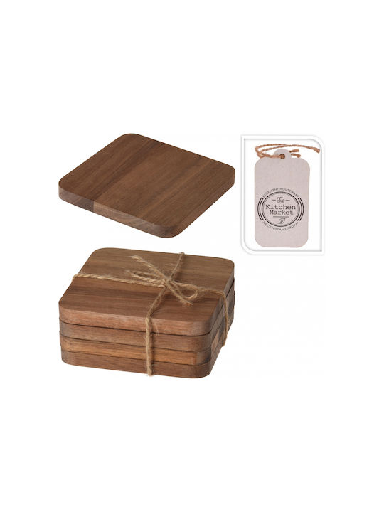 Zaros Σουβέρ Ξύλινο Καφέ 10x10cm 4τμχ Zaros Σουβέρ Ξύλινο Καφέ 10x10cm 4τμχ