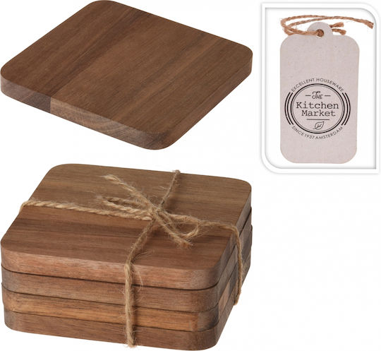 Zaros Suporturi pentru pahare Lemn Maro 10x10cm 4buc Zaros Suporturi pentru pahare Lemn Maro 10x10cm 4buc