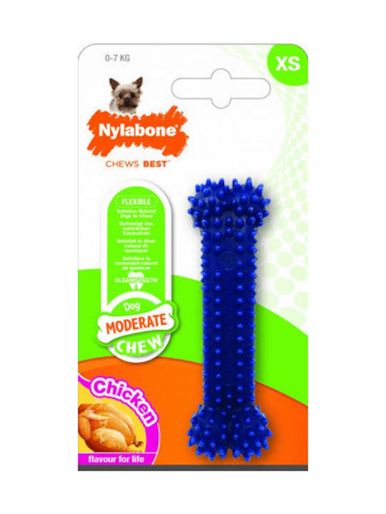 Nylabone Moderate Dental Chew Πλαστικό Παιχνίδι Κόκκαλο Σκύλου Μασητικό με Γεύση Κοτόπουλο XSmall Μπλε 1τμχ