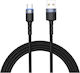 Tellur Braided / LED USB 2.0 Cable USB-C male - USB-A Μαύρο 1.2m TLL155363
