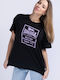 Lonsdale Damen Sportlich Oversized T-shirt Schwarz