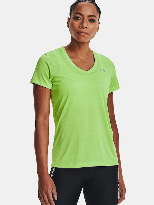 Under Armour Femeie Sport Tricou cu Decolteu în V Verde