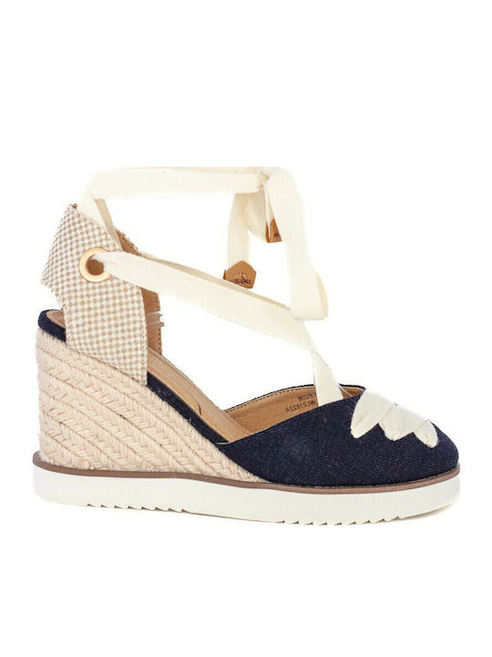 Isla Sash Women's Fabric Platform Espadrilles Navy Blue