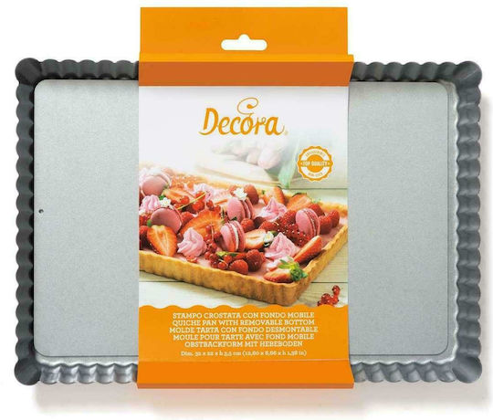 Decora Formă de Patiserie pentru Tartă din Aluminiu cu Bază Detașabilă 32x22x3.5buc 1buc