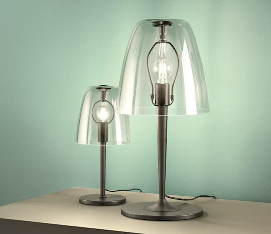 Fan Europe Ares Glass Table Lamp for E14 Socket with Transparent Shade and Black Base