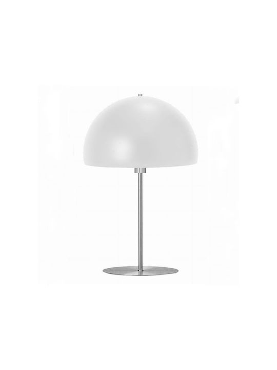 Platinet Metal Table Lamp for Socket E27 with White Shade and Silver Base