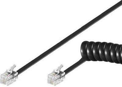 Goobay Spiral Telephone Cable RJ10 4P4C 2m Black (50270)