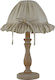 Fan Europe Cherry Wood Vintage Table Lamp for Socket E27 with Beige Shade and Brown Base