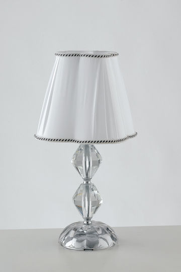 Fan Europe Riflesso Crystal Table Lamp for Socket E14 with White Shade and Silver Base