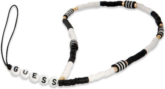 Guess Phone Strap Heishi Beads Wrist Strap for Mobile Black