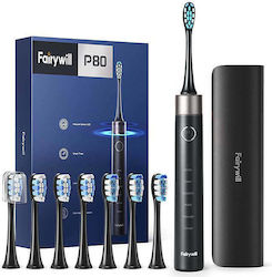 FairyWill FW-P80 Electric Toothbrush with Timer and Travel Case Black