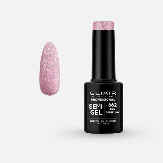 Elixir Semi Gel Ημιμόνιμο Βερνίκι Νυχιών 662 με Glitter 8ml