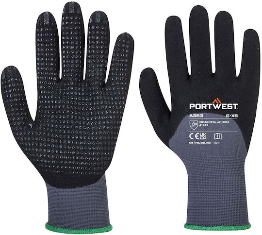 Portwest Dermiflex Ultra Gloves for Work Welding Gray Nitrile/Polyester 1pcs