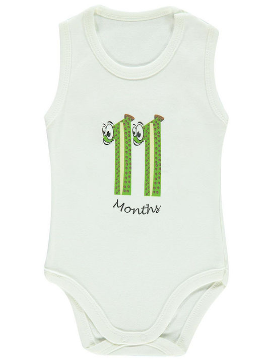 Baby short-sleeved leotard with number white for boys