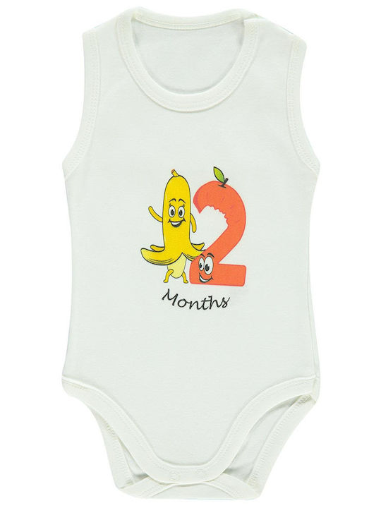 Baby short-sleeved leotard with number white for boys