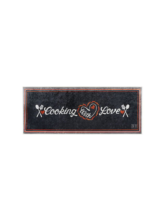 Beauty Home 9050 Kitchen Mat Runner Waterproof Black / Red 60x160εκ.