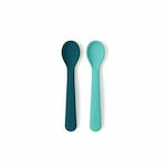 Ekobo Baby Set with Spoons made of Silicone for 6+ months Blue 2pcs