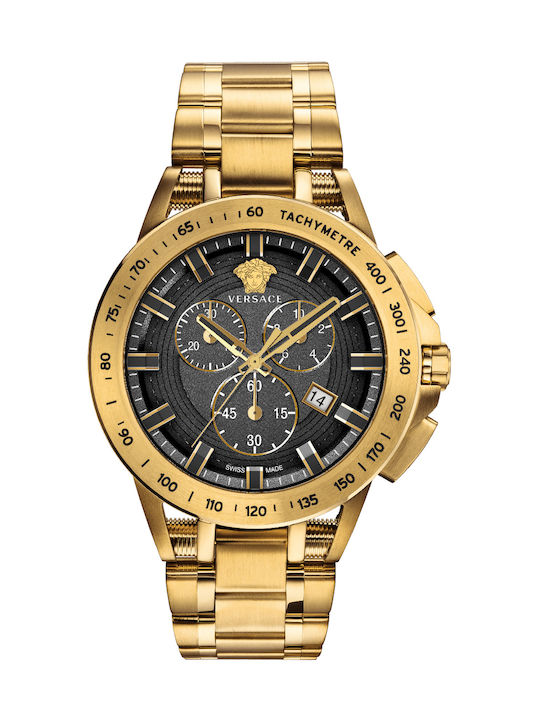 Versace Sport Tech Battery Chronograph Watch with Metal Bracelet Gold