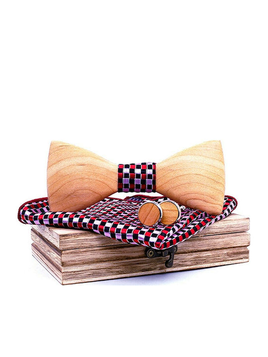 Legend Accessories Wooden Bow Tie Set with Cuff...