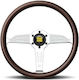 Momo Autolenkrad Super Grand Prix Holz Drei-Speichen mit Durchmesser 35cm Silber/Braun