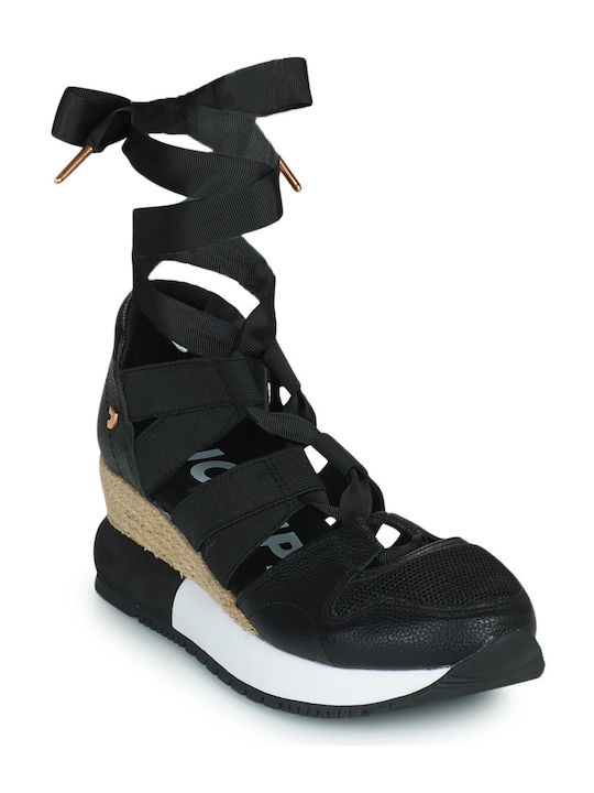 Lizarda Women's Fabric Platform Shoes Black