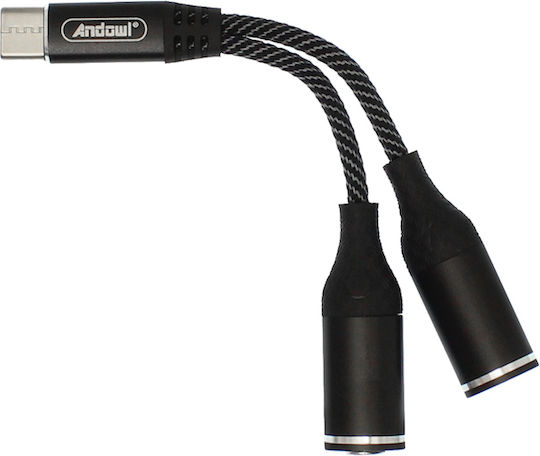 Andowl Q-ZJ5B Converter USB-C male to USB-C 2x female 1pcs