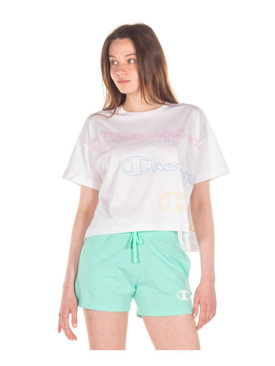 Champion Damen Sommer Crop Top Kurzarm Weiß