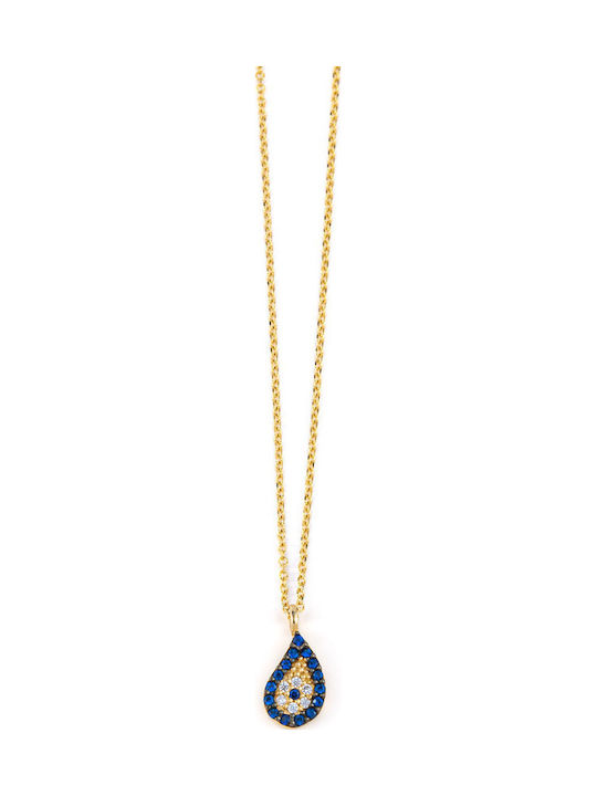 George Art Jewels Κολιέ Ματάκι από Χρυσό 14Κ με Ζιργκόν