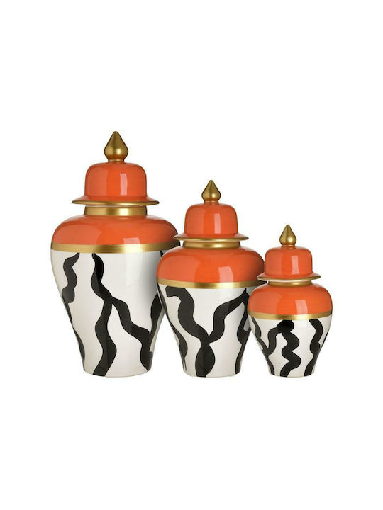 Inart Vază Decorativă Ceramică Coral/Black/Whit...