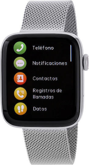 Marea B58010 Smartwatch with Heart Rate Monitor (Silver Milanese