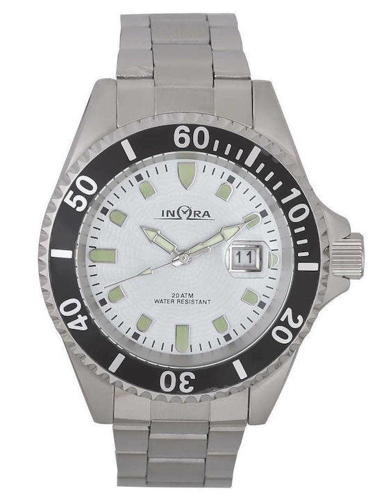 Inora Ceas Barbati 43mm Cu Baterie Cu Brățară Argintie Din Oțel Inoxidabil