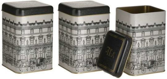 Click City Set 3 Pieces Food Jars for Sugar Coffee Tea with Lid Metallic Beige 11x11x16.5cm 3 Pieces