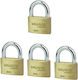 Hugo Locks BR50 Steel Padlock Brass with Key 50mm 4pcs