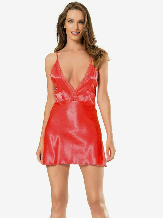 Moongirl Satin Damen Nachthemd Rot Bella