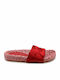 Leder Flache Sandalen für Damen in Rot Farbe