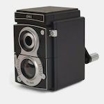 Kikkerland Plastic Pencil Sharpener Black Hand Crank Camera