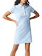 Lacoste Mini All Day Φόρεμα Βαμβακερό με Κουμπιά Γαλάζιο